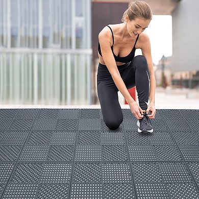 Modular Interlocking Shower Mat with Drain Holes