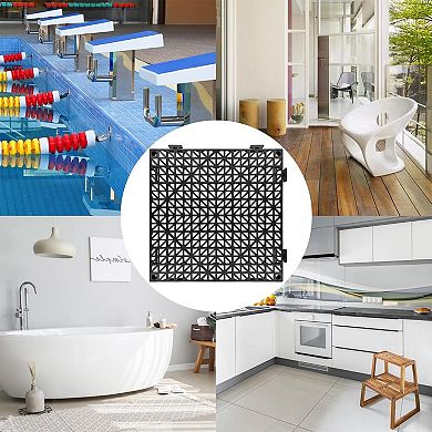 Interlocking Rubber Drain Mat Non-slip Floor Tile 24 PCS