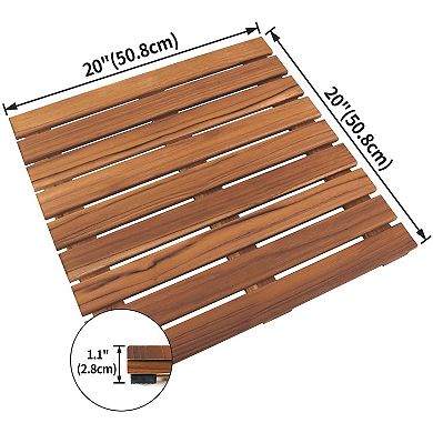 Teak Shower Mat Non-slip Bath Wooden Spa