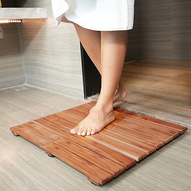 Teak Shower Mat Non-slip Bath Wooden Spa