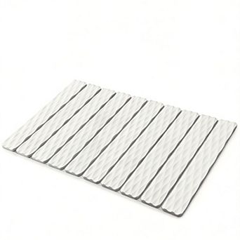 Foldable Stone Bath Mat Fast Drying Grooved Surface Non-slip Base