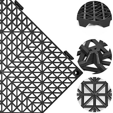Rubber Interlocking Drain Mat Non-slip Floor Tile 18 PCS