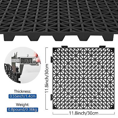 Rubber Interlocking Drain Mat Non-slip Floor Tile 18 PCS