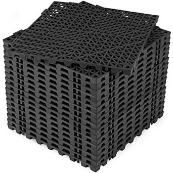 Rubber Interlocking Drain Mat Non-slip Floor Tile 18 pc