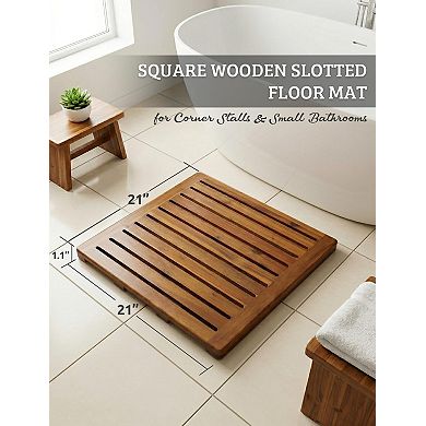 Wood Shower Mat Non Slip Indoor Outdoor Bath Spa Floor
