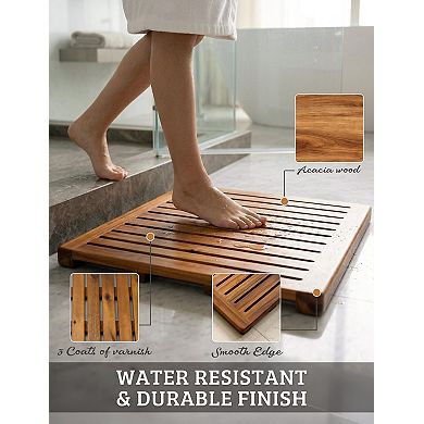 Wood Shower Mat Non Slip Indoor Outdoor Bath Spa Floor