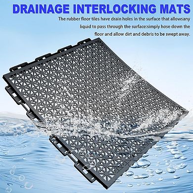 Outdoor interlocking drainage floor mats