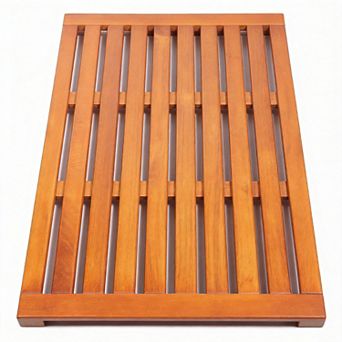 Teak Shower Mat Solid Wood Bath Outdoor Bathroom Fast Draining Non Slip Spa Durable
