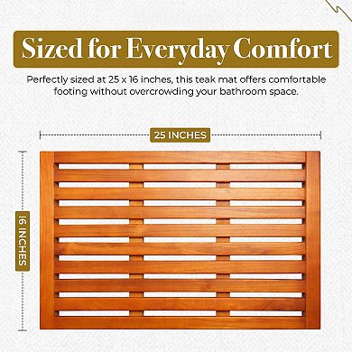 Teak Shower Mat Solid Wood Bath Outdoor Bathroom Fast Draining Non Slip Spa Durable