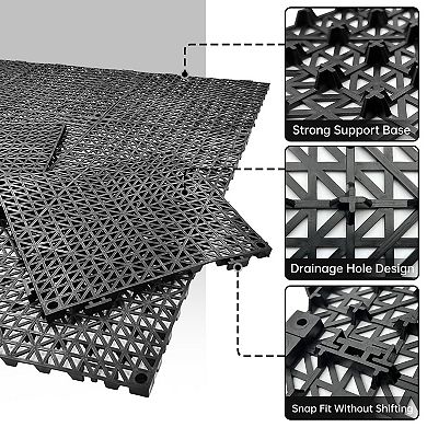 Modular Interlocking Drainage Floor Mats for Showers Terraces Bathrooms Saunas and Patios