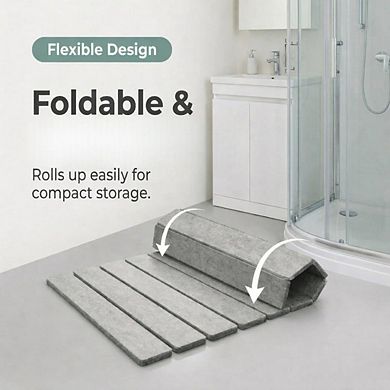 Foldable Stone Bath Mat Diatomite Quick Dry Non Slip Absorbent