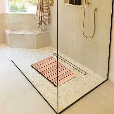 Teak Wood Shower Mat Non-slip Bath Floor Spa Sauna