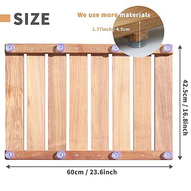Teak Wood Shower Mat Non-slip Bath Floor Spa Sauna