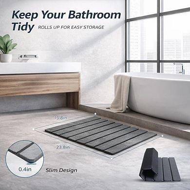 Diatomaceostone Bath Mat Foldable Quick Drying Super Absorbent