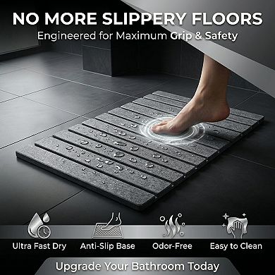 Diatomaceostone Bath Mat Foldable Quick Drying Super Absorbent
