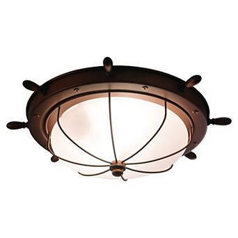 Nautical 15" Outdoor Flush Mount Ceiling Light Antique Red Copper