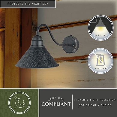 Outland 9.75" Long Arm Outdoor Wall Light Aged Iron and Light Gold