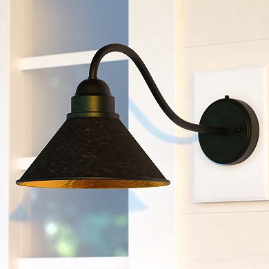Outland 9.75" Long Arm Outdoor Wall Light Aged Iron and Light Gold