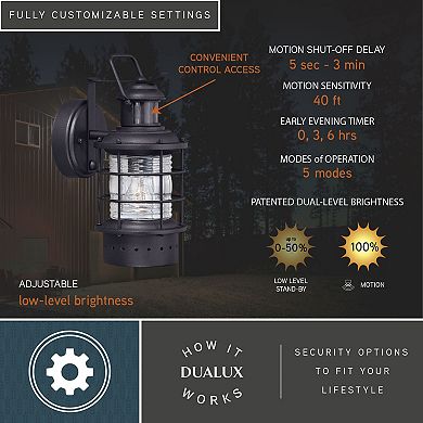 Hyannis Motion Sensor Dusk to Dawn Outdoor Wall Light Textured Black