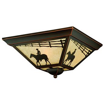 Trail 14" Horse Outdoor Flush Mount Ceiling Light Burnished Bronze