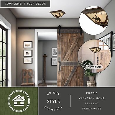 Trail 14" Horse Outdoor Flush Mount Ceiling Light Burnished Bronze