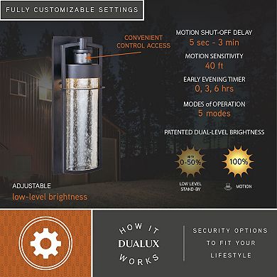 Logan LED Motion Sensor Dusk to Dawn Outdoor Wall Light Carbon Bronze