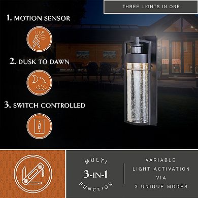Logan LED Motion Sensor Dusk to Dawn Outdoor Wall Light Carbon Bronze