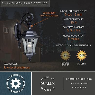 Aberdeen Motion Sensor Dusk to Dawn Outdoor Wall Light Shiny Black