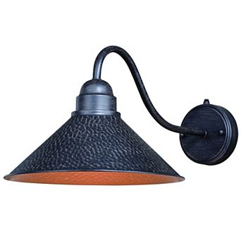 Outland 12" Long Arm Outdoor Wall Light Aged Iron and Light Gold