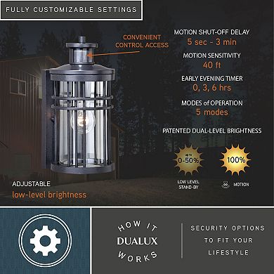 Wrightwood Motion Sensor Dusk to Dawn Outdoor Wall Light Vintage Black