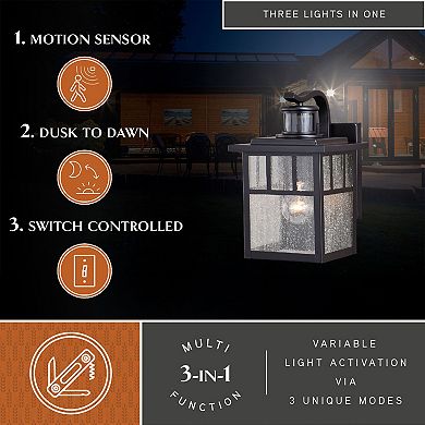 Mission Motion Sensor Dusk to Dawn Outdoor Wall Light Oil Burnished Bronze