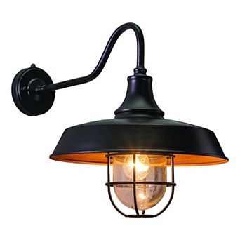 Dorado 15" Outdoor Wall Light w Caged Clear Glass Dark Bronze/Light Gold