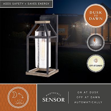 Napier 6.25" Outdoor Wall Light Forged Black and Rustic Elm