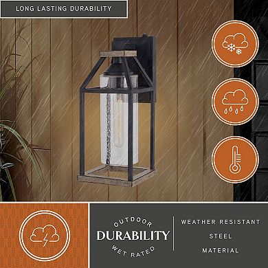 Napier 6.25" Outdoor Wall Light Forged Black and Rustic Elm