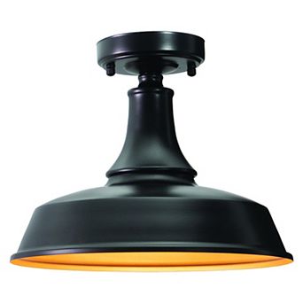 Dorado 12"W Outdoor Semi-Flush Mount Dark Bronze with Light Gold