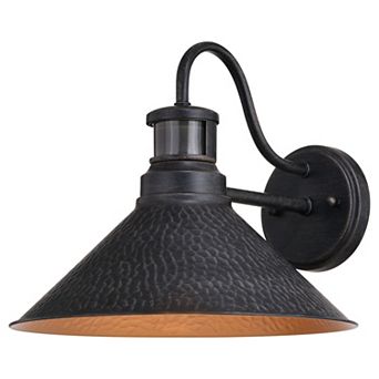 Outland Dualux 12" Outdoor Motion Sensor Wall Light Aged Iron and Light Gold