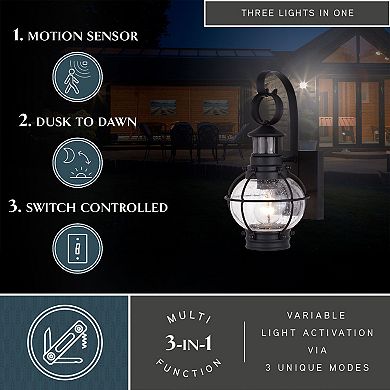 Chatham Dualux 6.75" Outdoor Motion Sensor Wall Light Textured Black