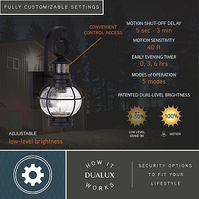 Chatham Dualux 6.75" Outdoor Motion Sensor Wall Light Textured Black