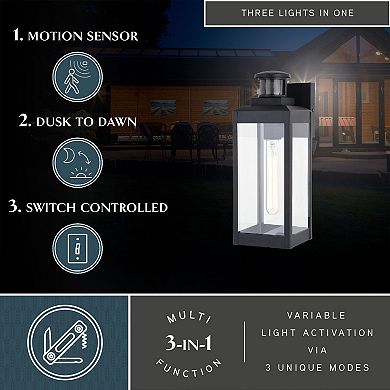 Kinzie Dualux 5" Outdoor Motion Sensor Wall Light Textured Black
