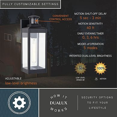 Kinzie Dualux 5" Outdoor Motion Sensor Wall Light Textured Black