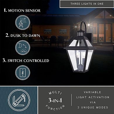 Nottingham Dualux 8.5" 2-Light Outdoor Motion Sensor Wall Light Textured Black