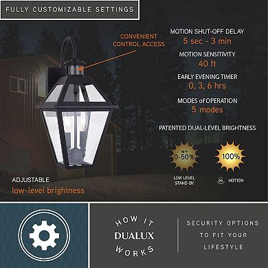 Nottingham Dualux 8.5" 2-Light Outdoor Motion Sensor Wall Light Textured Black