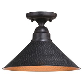 Outland 12" Outdoor Semi Flush Aged Iron and Light Gold