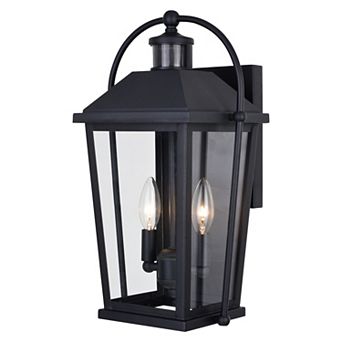 Lexington 2 Light Dualux 9.5" Outdoor Motion Sensor Wall Light Textured Black