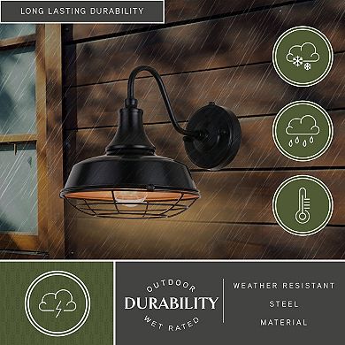 Dorado 9" Outdoor Cage Wall Light Dark Bronze and Light Gold
