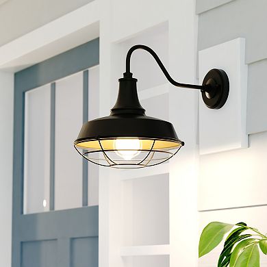 Dorado 9" Outdoor Cage Wall Light Dark Bronze and Light Gold
