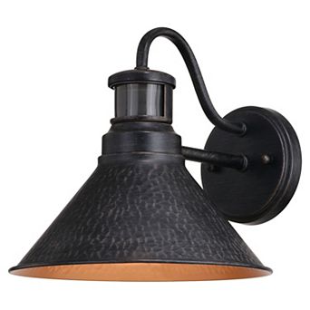 Outland Dualux 10" Outdoor Motion Sensor Wall Light Aged Iron and Light Gold