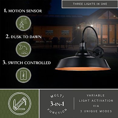 Dorado Dualux 18" Outdoor Motion Sensor Wall Light Dark Bronze and Light Gold