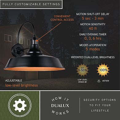Dorado Dualux 18" Outdoor Motion Sensor Wall Light Dark Bronze and Light Gold