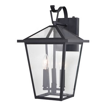 Derby 10 in W 3 Light Dusk to Dawn Matte Black Outdoor Wall Lantern Clear Glass